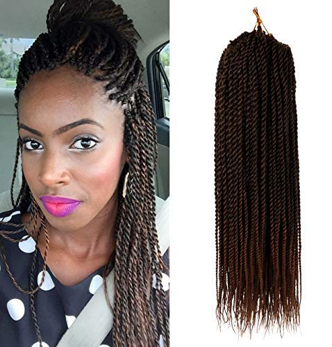 (6Packs, 45.7cm) Sénégalais Twist Crochet de Cheveux Extensions de Cheveux Tressés Synthétiques Petit Havana 2X Twist Braids Haute Température Fibre cheveux 30Stands / Pack (T30#)