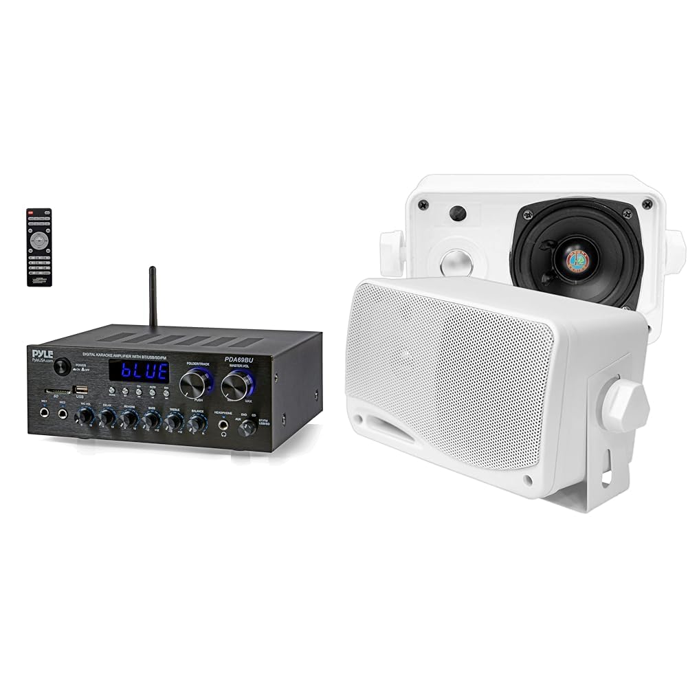 Pyle Bluetooth Home Audio Stereo Amplifier Receiver System with Outdoor Speakers