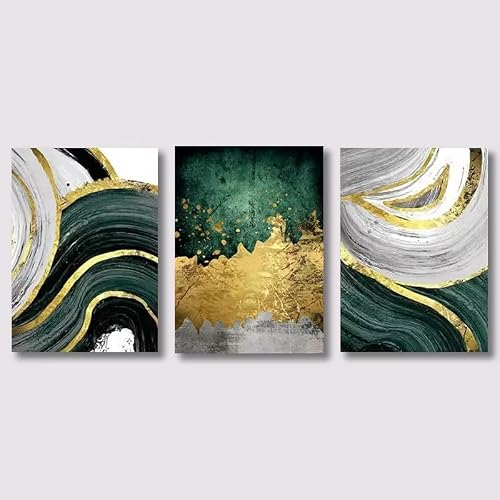 AEFOUU 3Pcs Wall Art Canvas Poster White Ink Green Pictures for Bedroom Living Room Corridor Wall Modern Art Decorative Posters(70x100cm/28x40in/Frameless)