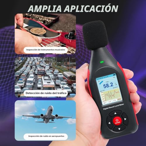 Miniatura 2 de Sonómetro Decibelímetro Registrador De Datos Con Ponderación De Frecuencia A C, Respuesta Rápida Lenta, 43.000 Registros De Datos, Conectividad Usb Pc, Alarma Led De Tres Colores Lector De Ruido