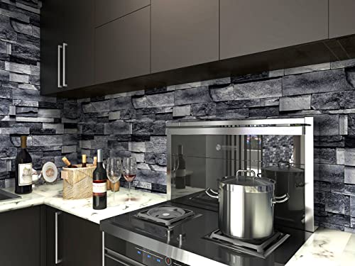 MS Magic 17.7"394" Vintage Gray Brick Peel and Stick Wallpaper