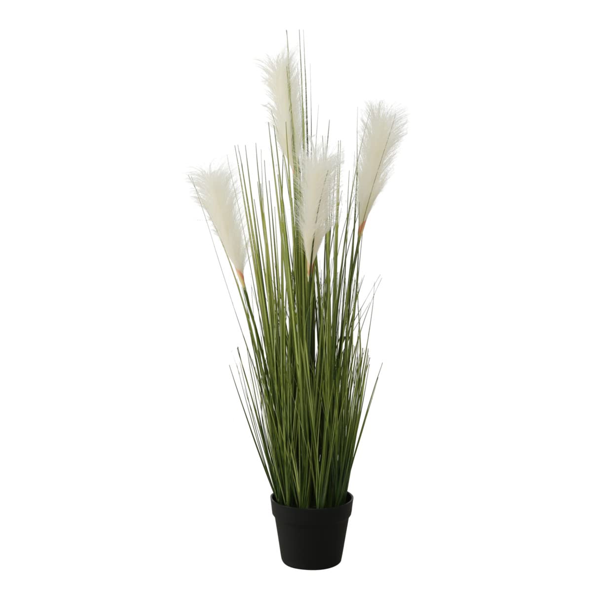 Realistic Faux Pampas Grass House Plant, Pro-Flora Black Pot, Thick and Bushy, Fluffy Plumes, 39.75 Inches, Artificial Plant