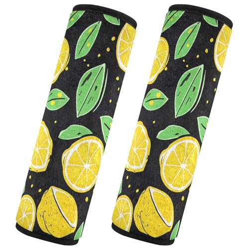 Seat Belt Covers 2 Pack Lemon Yellow Car Seat Strap Covers Super Soft Green Car Seat Neck Cover for Boys Girls Adults Babies M