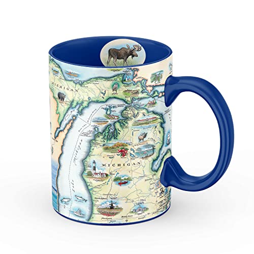 Xplorer Maps Michigan Map Ceramic Mug (16oz) BPA-Free Coffee Cup for Hot & Cold Drinks Perfect for Office Home or Gift