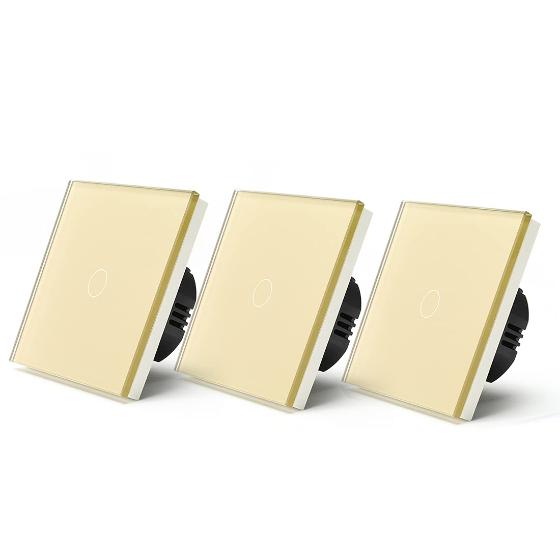 Interrupteur Tactile Led 1 gang 2 Way / 3 voies Touch Switch 3Packs Interrupteur de lumière Blanc noir Classe Golden Class interrupteurs(Gold)