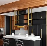 DIYHD 36IN 3 Layer Ceiling Mount Golden Color Flat Pipe Shelf Bracket Industrial Kitchen Sheves,No...