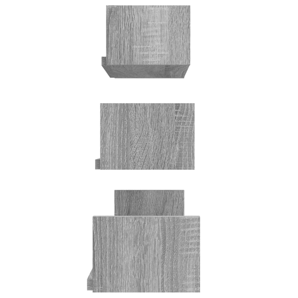 Juego de 3 estantes de pared, diseño de Sonoma, de madera, con soporte invisible, para salón, dormitorio, cocina, baño, oficina, orden y decoración