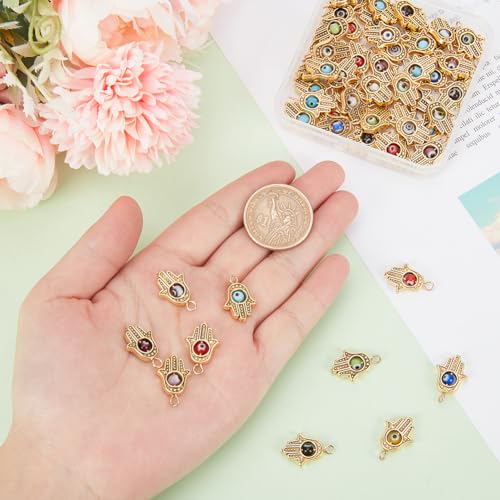 DICOSMETIC 60Pcs Hamsa Hand Pendants Alloy Evil Eye Beads Charms Golden Hand of Fatima Charms Antique Protection Jewelry Making Findings for DIY Necklace Bracelet Hole: 1.6mm - Image 3
