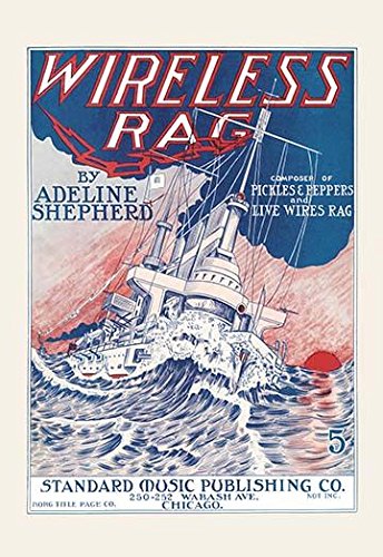 One of the ships of the Great White Fleet of the US Navy in a storm at sea on the cover of sheet music The music was created by Adaline Shepherd (1883-1950) for ragtime piano Poster Print by unknown