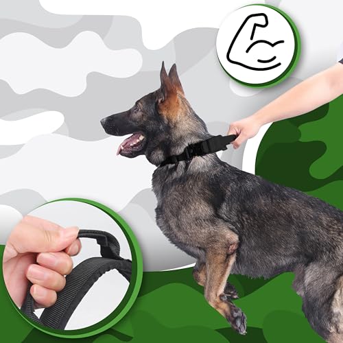 Retoo Taktisches Hundehalsband Für Große Hunde 45–65 cm, Verstellbar, 45 mm Breit, Mit Metallschnalle & Zuggriff, Reißfestes Gurtband, XL Quick Release