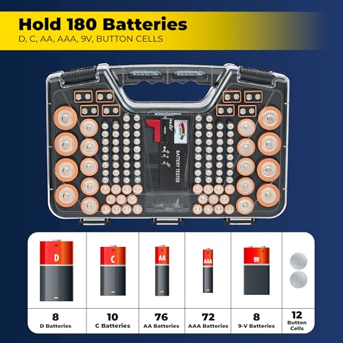 Ontel Battery Daddy Organizer Storage Case & Tester, Holds 180, Charcoal - Image 3