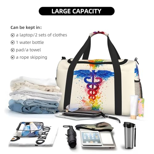40l Gym Travel Duffel Bag Watercolor Medical Art Doctor Nurse Carry-On Workout Overnight Backpack3
