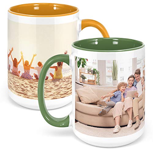 Custom Photo Coffee Mugs 15 oz Black wWrap Around Picture Text - Personalized Gifts for V Day Boyfriend Girlfriend Ceramic Custom Mug with Picture Funny Mug Christmas Taza Personalizadas
