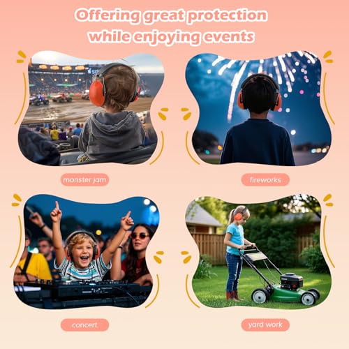 Image of ProCase Noise Cancelling Headphones for Kids Toddler, SNR 27dB Noise Reduction Ear Muffs, Hearing Protection for Monster Jam, Concerts, Fireworks, Shooting, Air Show, Autism Sensory Needs -Orange