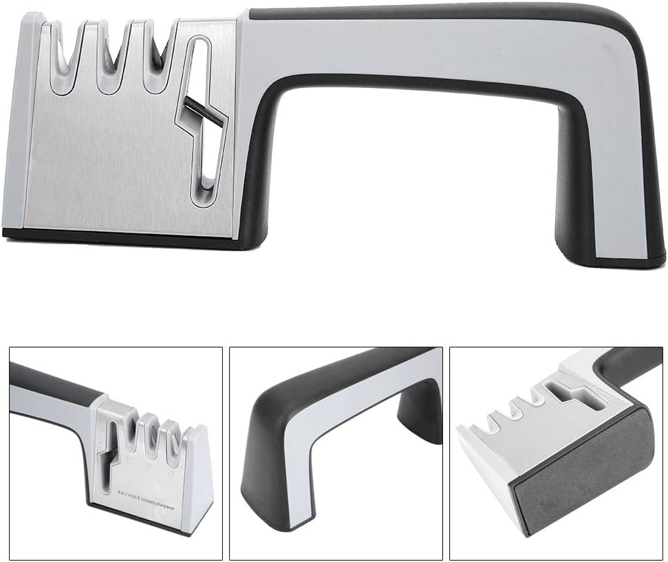 Knife Grinder, 4in1 4 Stage Knife Sharpener Scissors Grinder Sharpening Tool Manual Grinding Tool Accessory