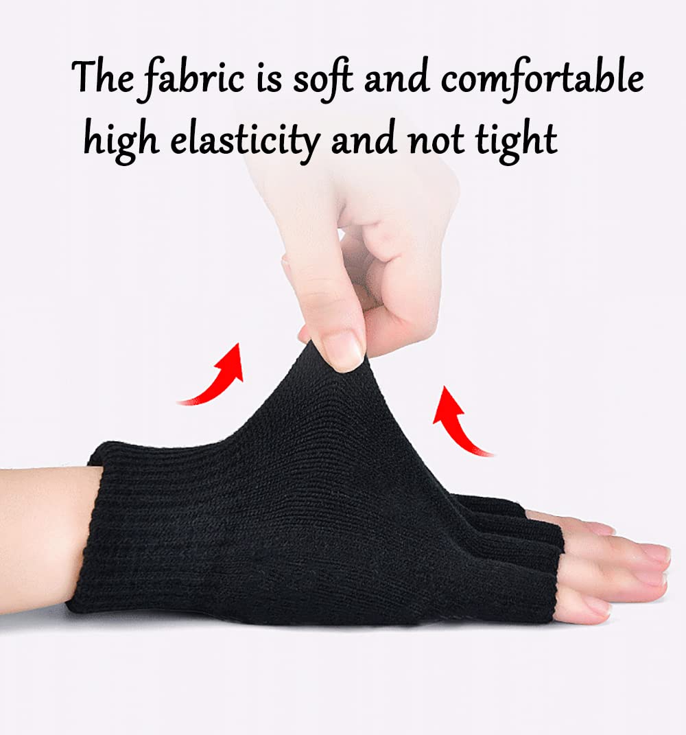 BEIRCOIN Inverno Guanti Mezze Dita Lavorati a Maglia Guanti Senza Dita Caldi Elastici per Uomo e Donna Guanti in maglia da ufficio