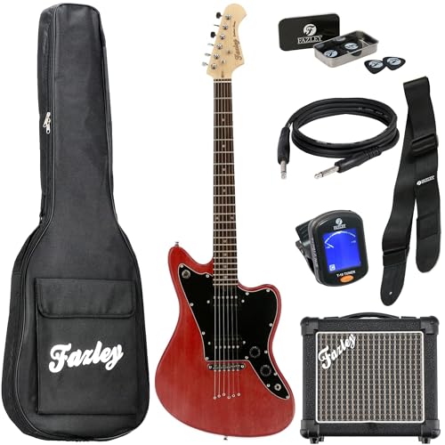 Fazley Outlaw Series Maverick Basic HH Electric Guitar - Red Solid Alder Body Humbuckers - Durable Rock Pop Instrument With Gig Bag Included