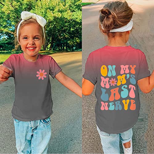 Toddler Girls Kids T Shirt Flower Gradient Print Short Sleeve Basic Tees Tops Loose Comfy Soft Summer Clothes Shirt2
