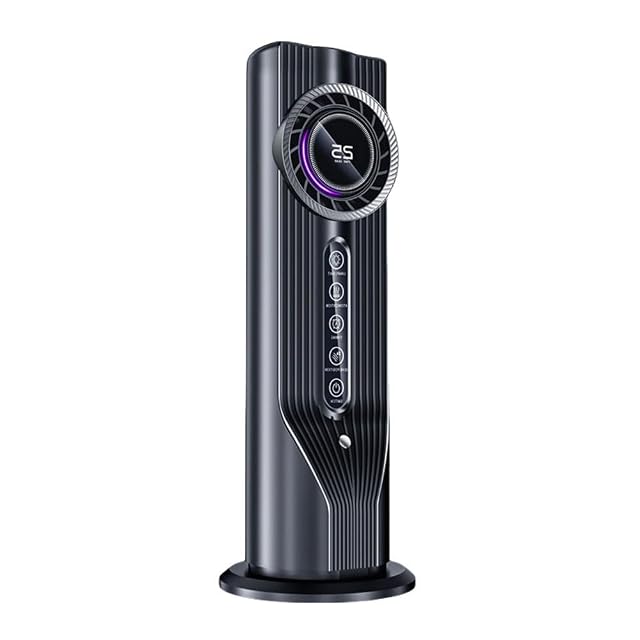 Bladeless Tower Fan with Built-in LED Light and 6 Speed Settings Compact Cooling Device with Timer Function for
