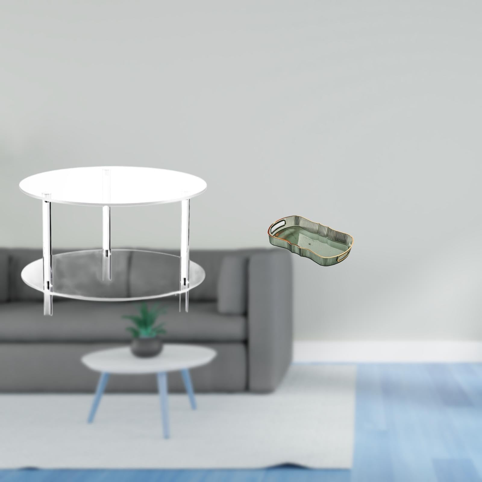 Enakshi® Acrylic Compact Side Table with Food Serving and Storage Tray for Living Room Bathroom Bedside Nightstand and Breakfast Use|Home & Garden | Furniture | Tables-image-0
