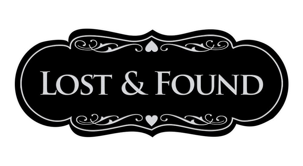 Signs ByLITA Designer Lost & Found Sign (Black/Silver) - Small