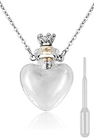 Heart Shaped Vial Necklace for Ashes, Perfume or Blood - Memorial Glass Keepsake Urn Pendant for Women by DS Distinctive Style