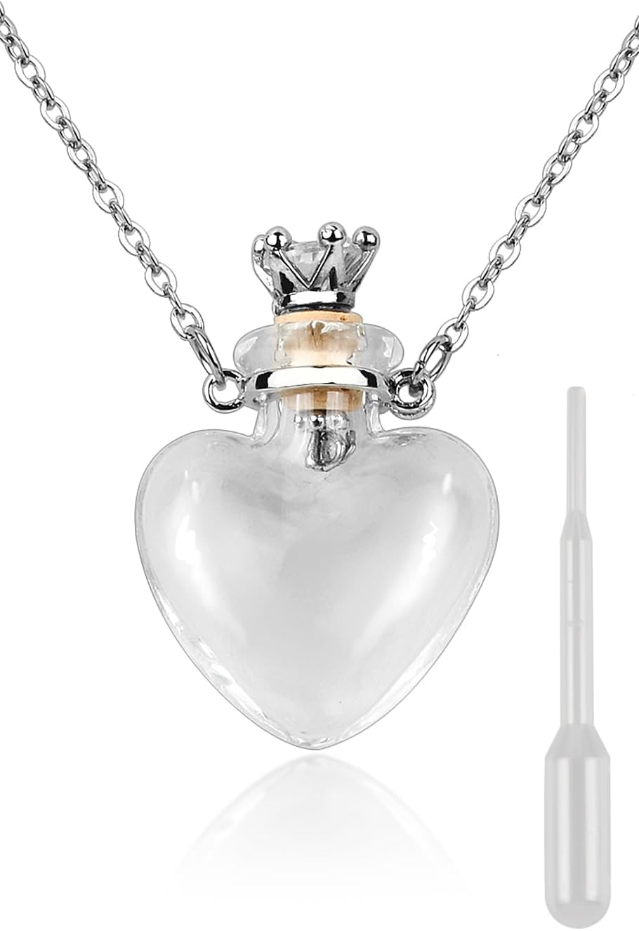 DS. DISTINCTIVE STYLE Vial Necklace Heart Shaped Perfume Bottle Pendant Blood Vial Necklace for Liquid Memorial Jewelry for Ashes Glass Keepsake Urn Necklace for Women