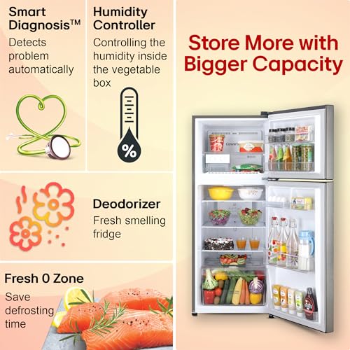 Image of LG 240 L 3 Star Frost-Free Smart Inverter Double Door Refrigerator (GL-S292RDSX, Dazzle Steel, Convertible & Multi Air Flow Cooling)