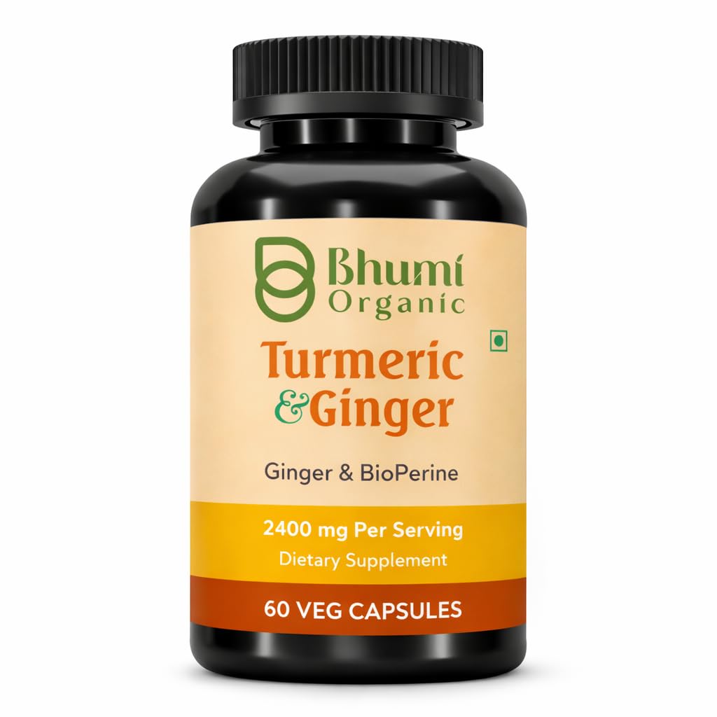 Bhumi Organic Turmeric Curcumin 2400mg with Black Pepper & Ginger – 95% Curcuminoids – Extra Strength Joint & Immunity Support – Enhanced Absorption-image-46