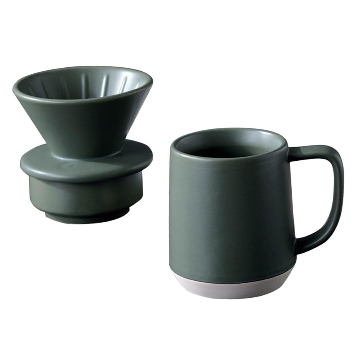 Keramischer Kaffeefilterbecher für Filterkaffee, Satz mit Tasse, Grün | Feine Filterfunktion, Tragbar und Leicht, Praktische Nutzung, Schlichtes Design, Grüne Ausführung