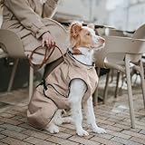 HUNTER Hundemantel UPPSALA, Farbe: taupe, 2in1 Design mit herausknüpfbarem Innenfutter, wasserabweisend, reflektierende Paspeln, geschlossene Bauchseite, optimaler Sitz, Größe: 55