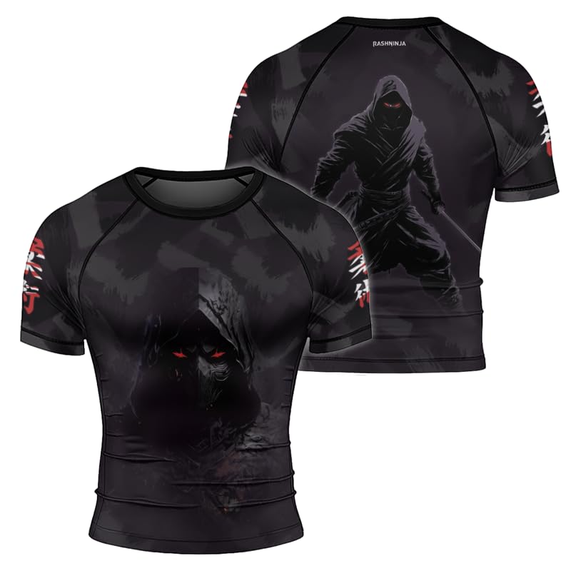 Ninja Slim Fit Moisture Wicking Short Sleeve Compression Rashguard for MMA BJJ Grappling Jiu Jitsu MMA