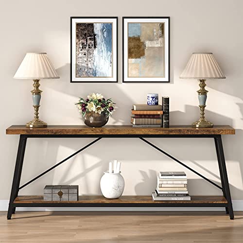 Image of TEKAVO Engineered Wood Console Tables for Living Room | Entryway Table | 120 Cm Long | Rustic Color | Long Narrow Hallway Table /DIY
