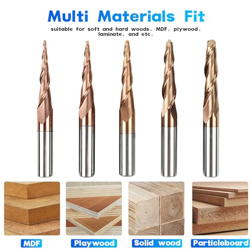 Ouyang ZDXD4168 5Pcs Tapered Ball Nose Router Bit Set- 6Mm Dia Shank, Solid Carbide, Spiral End Mills thumb #3