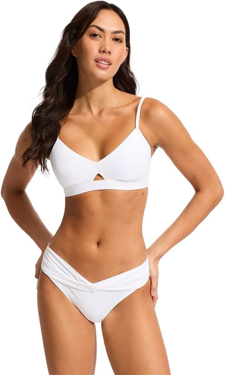 Seafolly Womens Active Hybrid Bralette Bikini Top Swimsuit with Center Keyhole Detail - Image 3