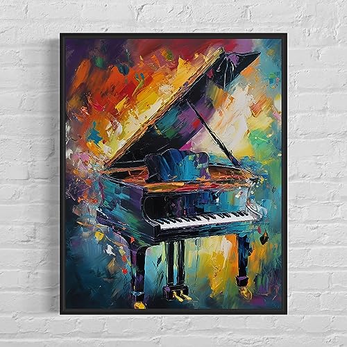Piano Art Print Poster, Wall Art Painting Decor. Paint Splash Style Artwork. (Piano, 11x14 inches (Unframed))