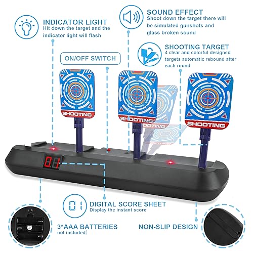 Zielscheibe für Nerf mit Gun, Spielzeug Pistole Kinder Ziele Elektronische Digitale mit Darts Blaster Toy Kinderspielzeug ab 3 4 5 6 7 8 9 10 Jahr Schieß Spiele Geburtstag Weihnachten Geschenk Junge