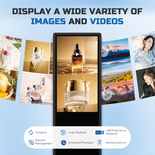 Image of HARZHI 55 Inch Digital Signage Kiosk 4K UHD Touchscreen, Floor Standing Digital Signage Display, Indoor Advertising Display Screen with Android OS, CMS Publishing System, HDMI /USB /WiFi