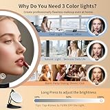 Magnifying Mirror with Light 40X/1X, Double Sided Travel Makeup Mirror with Lights and Magnification, 3 Colors Dimming Lighting, Rechargeable Large Size of 15cm, Foldable Design, 360°Angle Adjustable - Image 5