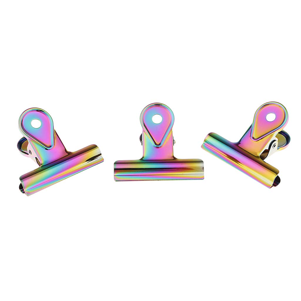 Büroklammern Foldback Clip Binder Clips, 3 Stück Clips Bunte Utility Büroklammern Metall Binderklammern Scharnierklammern for die Schulorganisation, 65 mm (Size : 65mm)