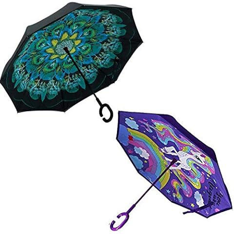 MRTLLOA Inverted Umbrella, Reverse Umbrella, Umbrella with C-Shaped Handle for women and kids boys and girls. Cover