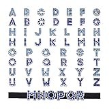 KISSITTY 52pcs/Box Alloy Rhinestone Alphabet Pendant Charms Crystal Blue Letter A-Z Metal Light Siam Loose Spacer Beads Slide Charms 12mm for DIY Bracelet Necklace Jewelry Crafts Making