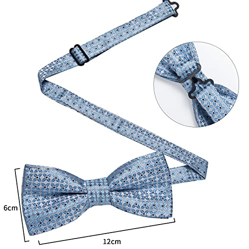 Image of DiBanGu Paisley Pre-Tied Bow Ties for Men Silk Adjustable Bowtie and Pocket Square Cufflinks for Wedding Party