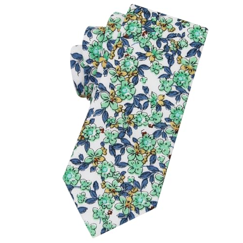 Image of Mantieqingway Floral Ties for Men Skinny Cotton Tie Flower Necktie