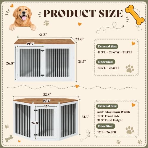 Image of AMERLIFE Dog Crate Furniture for Medium /Large Dogs with Storage and Divider