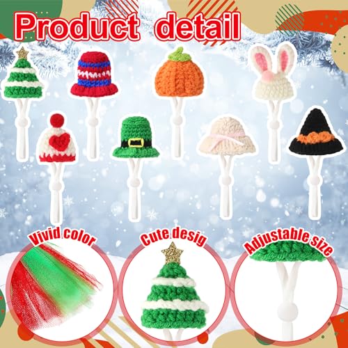 Geyoga 8 Set 7 Inch Mini Holiday Desk Goose Outfits All Seasons Mini Knitting Hat Headwear Tutu Accessory Winter Thanksgiving Christmas Summer Statue Costumes for Magnetic Goose by Geyoga - Used condition - Image 3