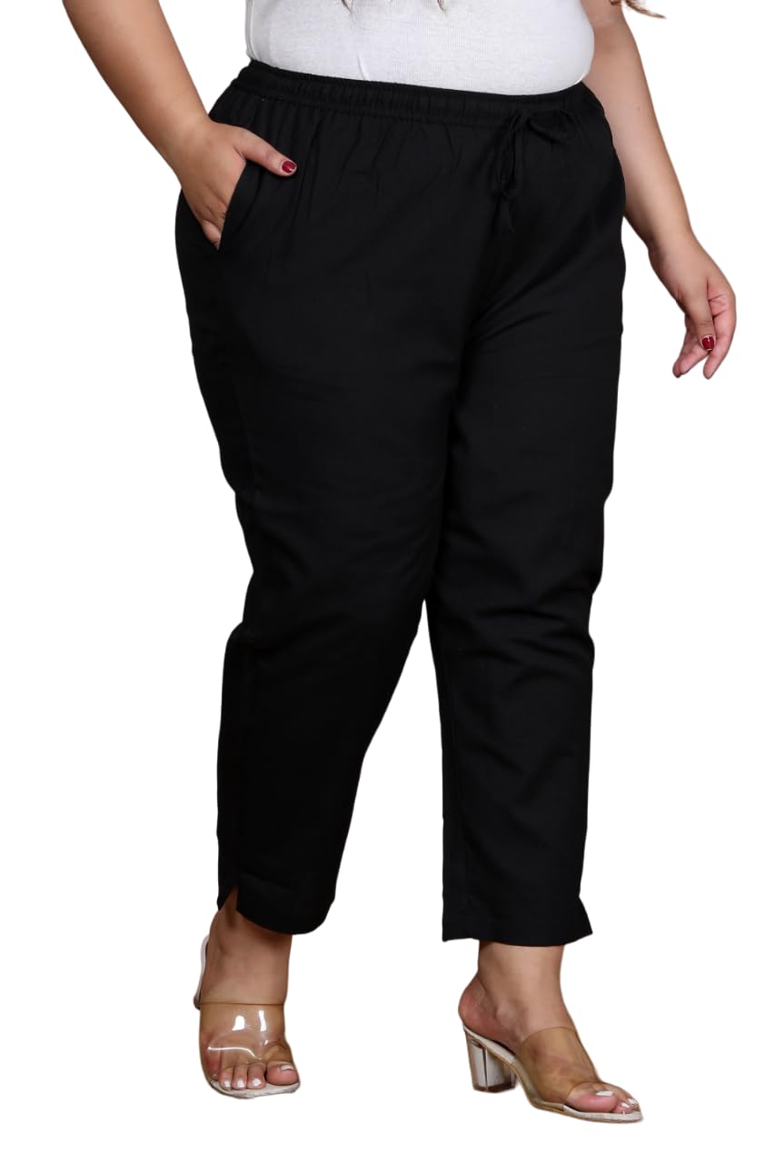 Women's Plus Size Solid Cotton Trousers-picture-19