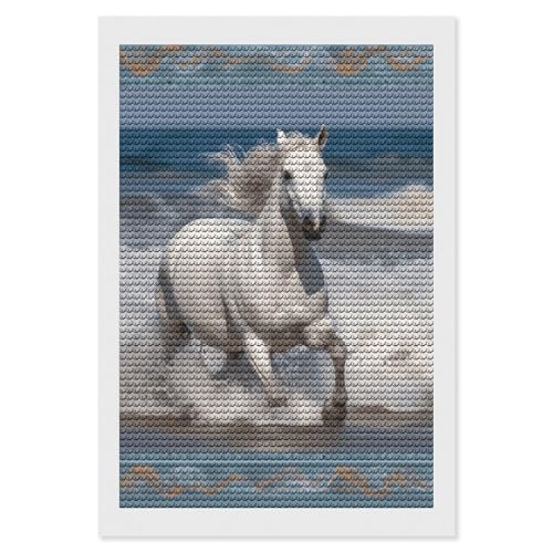 Kit peinture diamant 5D cheval blanc pour sublimer la décoration murale du salon