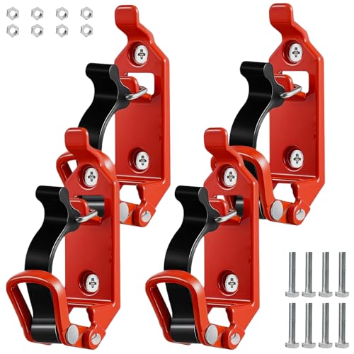 4 Stück Schaufelhalter LKW Zubehör, Schaufelhalter für Dachträger, Stiel Spannverschluss Edelstahl, Schaufel Halterung für Dachträger, Wandmontagehalterungen für Lastwagen Auto Boot Werkzeug (Rot)