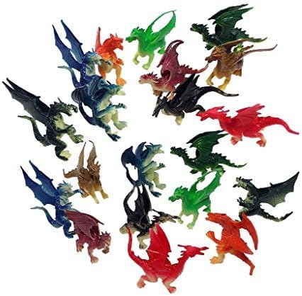 Toy Essentials 2.5 inches to 3 inches Plastic Mini Dragons - 20 Pieces